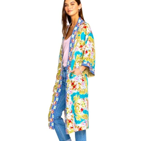 NEW Johnny Was Rivoray Nani Kimono Reversible Long Coat Silk Embroidered Size L - Picture 3 of 16